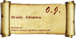 Orsós Johanna névjegykártya