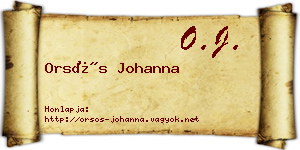 Orsós Johanna névjegykártya